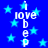 Blue background with light blue stars and white text reading 'i love beep' arranged vertically in two