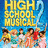 Pixelated image of 'High School Musical 2' movie poster with cast members, yellow text, and blue background, split into four quadrants with '#1' and 'FAN!' text.