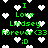Green text and white hearts on black background with repeated phrases and emoticons.