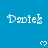 Blue background with repeated white text 'Dante' and heart symbols in a , partially cropped at bottom right