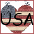 Static pixelated icon of a heart-shaped USA flag with bold black text "USA" overlaid, framed by a reddish-brown border on white background.
