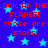Blue background with light blue stars and red text repeating 'LOOK AT THE PLANES! those are stars.' in a pixelated style.