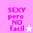 Pixelated text 'SEXY pero NO facil' in bright pink on light purple background with a white star icon, transitioning to a lighter pink star.