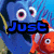 Blue fish with large eyes and orange fish in background, text overlays change across frames.
