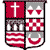 A shield-shaped icon divided into four quadrants with red, white, and gray sections containing symbols like a cross, hearts, and a crescent moon.