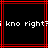 Black background with red lines and white pixelated text reading 'kno rights' repeated across the image