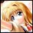 A pixelated anime-style character with blonde hair and blue eyes on the left, next to a black background with white text reading "Anime IM" above a stylized signature.