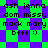 Green and purple pixelated background with repeated text and a smiley face, transitioning from a to a diamond pattern