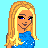 Pixel art contact sheet showing a blonde female character in blue top and dark pants with repeated "swimming" text on light blue background.