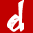 A static contact sheet of two animated frames showing a white stylized letter 'd' on red background with scattered pixelated text fragments.
