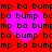 Red background with repeating black text and four pink hearts arranged in a , each heart overlapping adjacent text