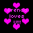 Pixelated pink hearts and text 'Brenda loves U!!!' on black background with animated heart pulses.