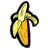 Pixelated banana icon with peeled section on gray background, green text 'Original Icons .com' on dark green