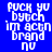 Blue background with white pixelated text reading 'PUCK YU bytch im actn brand nu' in four identical arranged in a