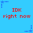 Blue background with red text reading "IDK right now" repeated in two , surrounded by blue star-shaped cursor icons with dotted trails