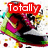 Pixelated cartoon character in red and green outfit with text overlays changing across frames.