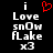 Black background displays white pixelated text 'i Love snowflake x3' with a red heart symbol above 'i' in the left view, while the right view shows the same text without the heart.