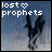 A 48x48 pixel animated buddy icon featuring the text 'lost prophets' with a heart symbol, showing two frames where the heart changes from white to black.