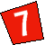 Red triangular shape with black outline containing white number 7, pixelated rendering on white background.