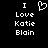 Black background with white pixelated text reading "I Love Katie Blain" and a heart symbol above the word "Love", displayed in two identical side-by-side