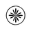 Black and white pixelated circular icon with a central starburst pattern radiating outward from the center.