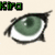 Four pixelated green eyes with black outlines and white highlights arranged in a , each labeled 'KIRO' above