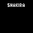 Pixelated text-based icon set with multiple variations of 'SHAKIRA' and 'SASQUATCH' phrases displayed in white on black background.