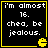 Four identical black square with yellow borders display white pixelated text reading "i'm almost 16. chea, be jealous." and a small yellow Pac-Man icon in the bottom-right corner of each