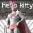 Animated icon of a cartoon character in gray and pink superhero costume with red hair, standing against chevron-patterned background.