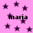 Pink background with dark purple stars and repeated black text 'maria' in four locations.