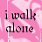 A 4x3 contact sheet of a pink animated icon showing repeated text "i walk alone" in black serif font over a patterned background with visible pixelation and vertical line artifacts.
