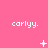 Pixelated pink background with repeated white text 'carlyy.' and changing small white symbols in a