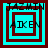 Four identical cyan squares with dark red borders, each containing 'JAZMIN' at top and 'AIKEN' below in black text.