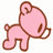 Four pink cartoon bears with brown outlines in different poses on a white background.