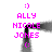 Pixelated icon with pink text and gray shapes on white background, showing repeated name elements in a symmetrical layout.