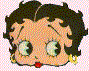 Four pixelated depictions of a cartoon character with curly black hair, large green eyes, red lips, and yellow earrings arranged in two