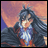 Pixelated anime-style character with long dark hair and blue clothing against a pink-orange gradient background, with text reading "Anime IM" and "com" on a black