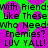 Green background with purple circular shapes and black pixelated text repeating 'With Friends Like These Who Need Enemies? LUV YALL!' in a pattern