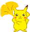 Yellow cartoon character with brown-tipped ears holds a yellow flag, standing against gray background.
