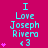 A static image with a bright pink background displays repeated cyan text "I Love Joseph Rivera <3" arranged in three vertical , each containing four identical text blocks. Small pink heart symbols appear to the left and right of some text blocks