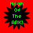 Four identical pixelated icons with red backgrounds, black starburst shapes, and green text reading "Noah Of The ARK!" arranged in a