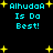Pixelated cyan text "AlhudaA Is Do Best!" with yellow stars on black background, repeated in four quadrants.