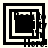 Four black-and-white pixelated square arranged in a , each containing nested rectangular outlines with irregular white gaps and black fill