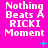 A bright pink background displays repeated white text "Nothing Beats A RICKI Moment" with small cyan symbols changing position across frames.