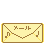 Yellow cartoon character with red cheeks and black-tipped ears peeks over a beige envelope, displaying multiple facial expressions