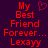 Red pixelated text on dark purple background reads 'My Best Friend Forever... Lexayy' with a small heart symbol above the word 'Best'.