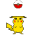 Pixel art animation of Pikachu with Poké Ball props in a 3x3 contact sheet layout showing frame-by-frame motion changes.