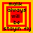 Four identical pixelated squares with red and yellow borders display text reading 'malik always will be stayin fly' in black pixel font.
