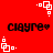 Red background with repeating white square patterns and black text reading "clayre" in four positions.