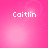 Four identical pink square each display the name 'Caitlin' in white pixelated text with subtle light effects